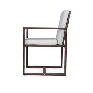 English Elm Patio 7-Piece Acacia Wood Dining Set with Removable Beige Cushions, Durable 330lb Chairs N719Z000090D