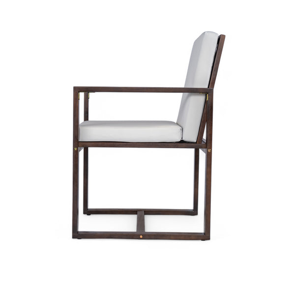 English Elm Patio 7-Piece Acacia Wood Dining Set with Removable Beige Cushions, Durable 330lb Chairs N719Z000090D