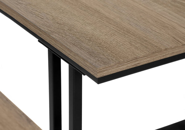 English Elm Accent 2-Tier Console Table with Wood-Look Top and Black Metal Frame for Entryway or Narrow Hallway taupe 51 L x 16 W x 5 H B2710P219340