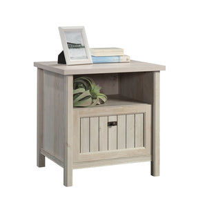 English Elm Night Stand - Stylish Gray Finish, Compact Design With Drawer & Shelf For Organized Bedroom Storage B356P402791