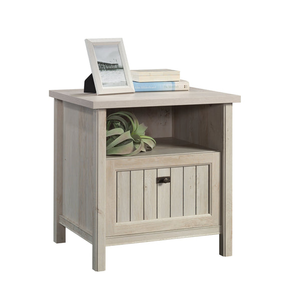 English Elm Night Stand - Stylish Gray Finish, Compact Design With Drawer & Shelf For Organized Bedroom Storage B356P402791