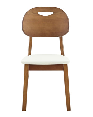 English Elm 2 Solid Walnut Toned Wood Dining Chairs Gray Fabric Seat Hollowed Backrest Modern Walnut,White W1151P455539