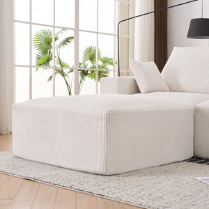 English Elm Boneless 113" U-Shaped Cloud Sectional Sofa — Plush Corduroy Full-Foam Modular Sleeper with Ottomans Beige+White W3401P346218