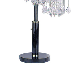 English Elm 34" 34-inch Metal Table Lamp with 3 Crystal Chandelier Arms, Steel Frame, Acrylic Shades, 3-Way Switch Black B072116046