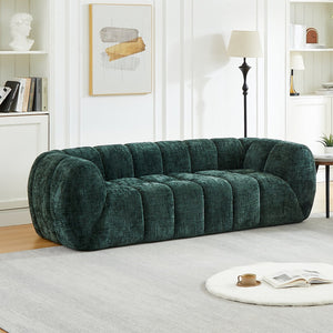 English Elm Chenille Cloud Sofa with Quilted Seat and Piano Backrest for Modern Living Spaces Green W834P442223