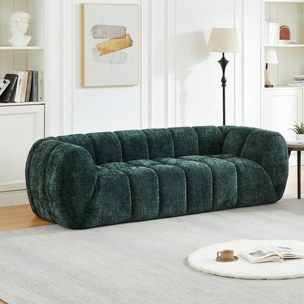 English Elm Chenille Cloud Sofa with Quilted Seat and Piano Backrest for Modern Living Spaces Green W834P442223