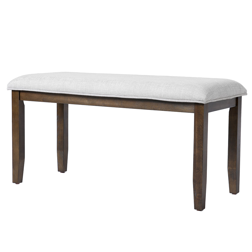 English Elm Upholstered Bench with Padded Seat and Solid Wood Legs, 39.75" Contemporary Entryway and Bedroom Accent Piece Beige+Brown N752P271804D