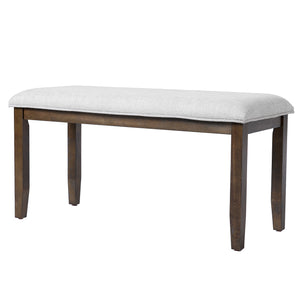 English Elm Upholstered Bench with Padded Seat and Solid Wood Legs, 39.75" Contemporary Entryway and Bedroom Accent Piece Beige+Brown N752P271804D
