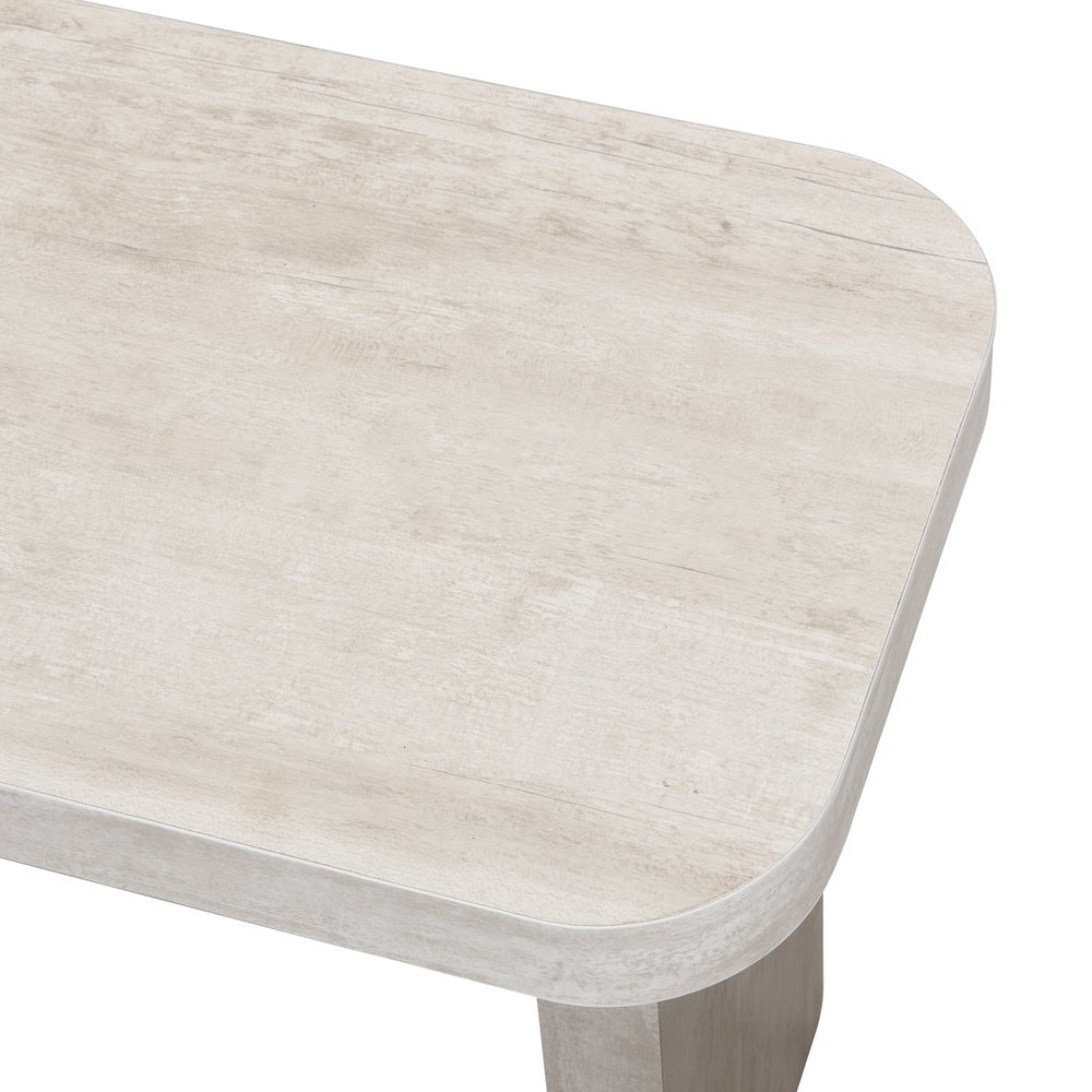 English Elm 47.24*23.62 Stylish Rectangle Wood Detachable Coffee Table with L‑Shape Farmhouse Design, Sturdy MDF and Rounded Corners White Washed W2317P233137