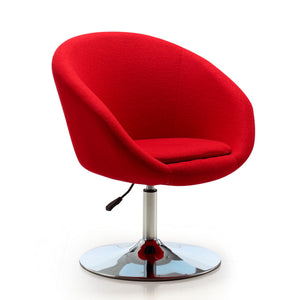 English Elm Hopper Upholstered Swivel Lounge Chair with Chrome Base, Adjustable Height, Modern Bowl Seat Comfort Red B365P397958