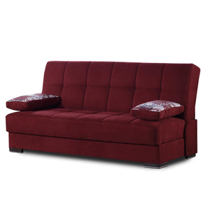 English Elm PrimeNest Sovo Collection Upholstered Convertible Sofabed with Storage, Click-Click Sleeper for Small Spaces Burgundy B030P286576