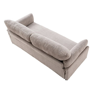 English Elm 82.6" Corduroy Mid-century Loveseat Ribbed Fabric Sofa Solid Wood Tapered Legs 2 Seater Camel W5515P488385