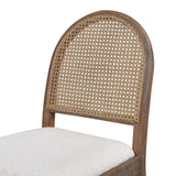 English Elm Panama 18.5" Curved Cane Rattan Side Dining Chair, Set Of 2, Ivory White Boucle