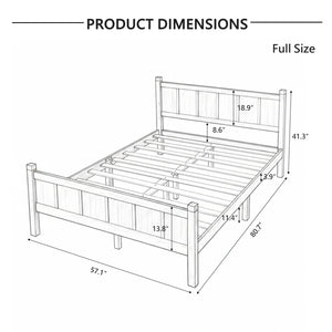 English Elm Twin Platform Bed Vertical Slat Headboard Farmhouse Shaker Wood Grain Finish Bedroom Dark Walnut N733P422479P