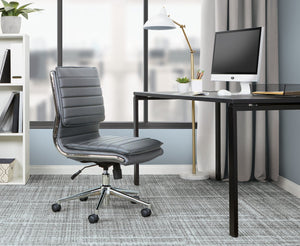 OSP Home Furnishings Armless Mid-back Faux Leather Office Chair with Lumbar Support and Chrome Base Charcoal SPX23592C-U42