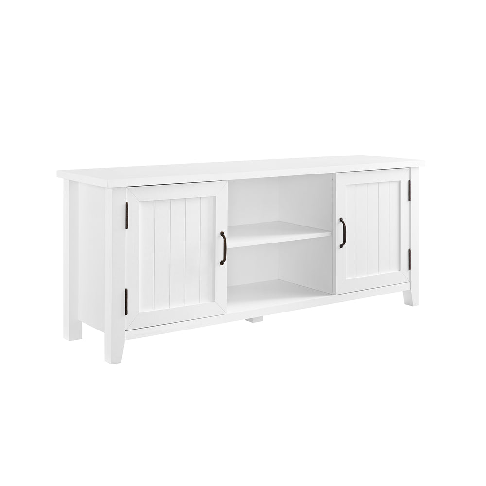 English Elm Walker Edison - Classic Grooved-Door TV Stand Solid White with Beadboard Doors, Cord Management, Adjustable Shelves, Fits 65" B185P169331