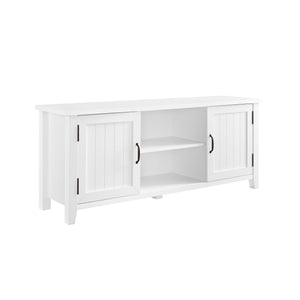 English Elm Walker Edison - Classic Grooved-Door TV Stand Solid White with Beadboard Doors, Cord Management, Adjustable Shelves, Fits 65" B185P169331
