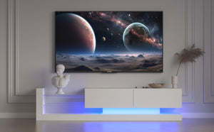 English Elm [new New Update Led Tv Stand with Power Outlet Fits 75 Inch Screens Modern Console White W1701P413007