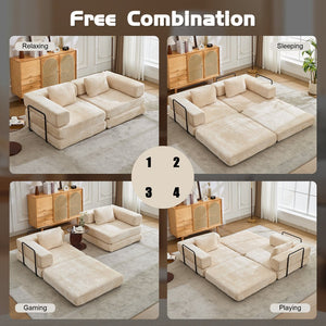 English Elm Compression Convertible Floor Sofa Bed – Stylish Chenille Loveseat & Modular Seating Solution For Small Spaces W3723P345635