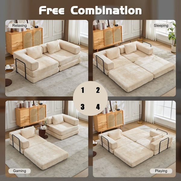 English Elm Compression Convertible Floor Sofa Bed – Stylish Chenille Loveseat & Modular Seating Solution For Small Spaces W3723P345635