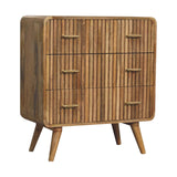 English Elm Solid Wood T-Bar Ridged Chest