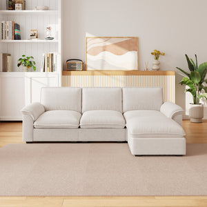 English Elm Cloud Sectional Sofa with Movable Chaise Soft Chenille Upholstery for Modern Living Rooms Beige W1359S00062