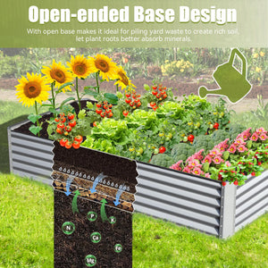 English Elm 8x4x1.5 Galvanized Raised Garden Bed with Thick Safety Edge, Rust-Resistant Steel, Drainage-Friendly Design Silver W1859P197956