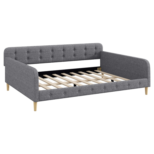 English Elm Queen Upholstered Daybed with Tufted High Sideboard, Linen Finish, Solid Wood Frame, 800lb Capacity Gray N7500001850E