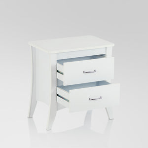 English Elm Babb White Finish Accent Table with 2 Drawers, Tapered Legs, Wooden Frame, Modern Nightstand B2726P288771