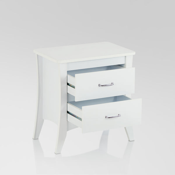English Elm Babb White Finish Accent Table with 2 Drawers, Tapered Legs, Wooden Frame, Modern Nightstand B2726P288771