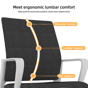 English Elm Minimalist breathable mesh office chair with curved support, cushioned seat, stable iron frame for long workdays White+Black W1935P338539