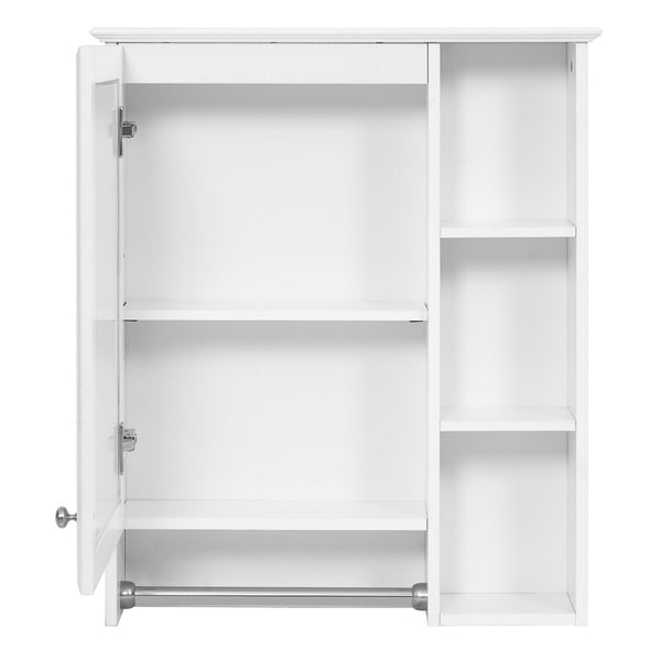 English Elm 3-in-1 Matte Medicine Cabinet Wall Mounted Mirror with Towel Bar and Storage Shelf White N710P401340K