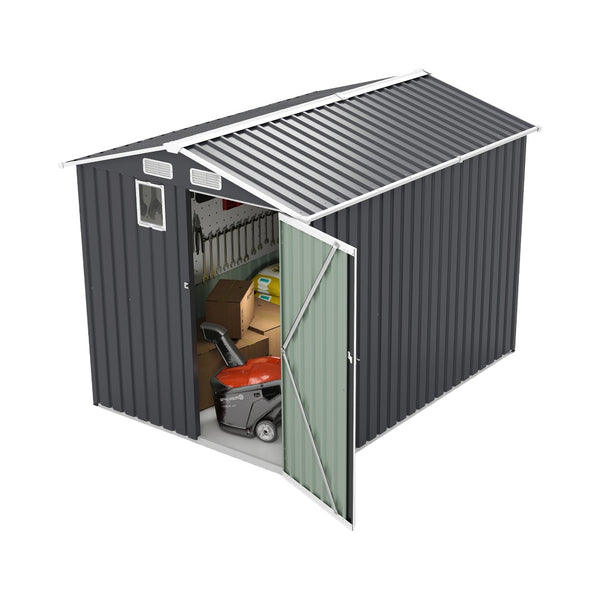 English Elm 6x8ft Outdoor Steel Storage Shed Lockable Vented Galvanized Metal Garden Backyard Tool Unit Dark Gray W1598P361333
