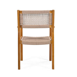 English Elm Braided Rope and Acacia Wood Dining Chair Set Coastal Farmhouse Woven Seating Pair N779P202840T