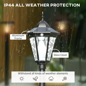 English Elm Outsunny 94.5" Solar Lamp Post - Vintage Dusk-to-Dawn LED Street Light with PIR Sensor, IP44 Weatherproof W2225P217555