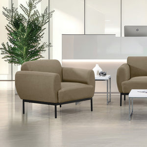 OSP Home Furnishings Delta Commercial Armchair with Sinuous Spring Seat and Black Metal Legs for Lobbies Armchair Taupe DTL51-K063