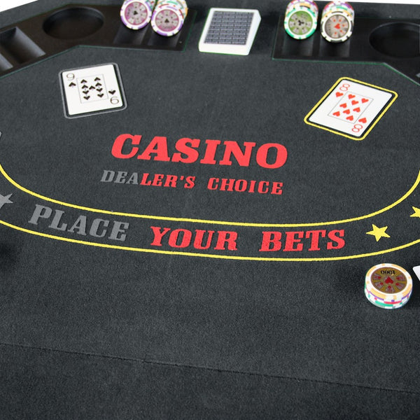 English Elm Ino Folding Octagon Felt Poker Tabletop for 8 Players with Cup Holders and Carry Case W2748P271362