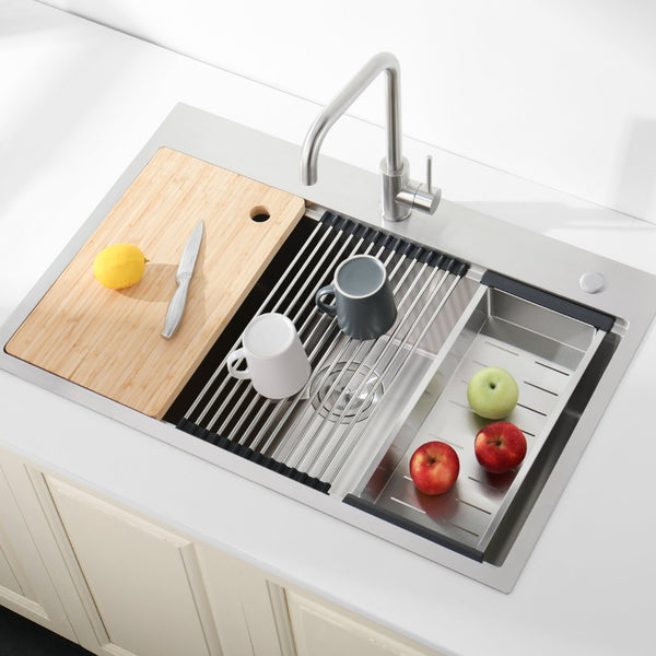 English Elm Stainless Steel Single Bowl Drop-in Kitchen Sink with Cutting Board and Colander T3177P296188