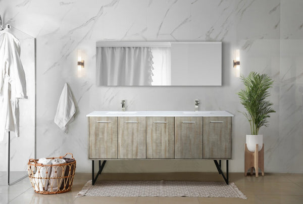 English Elm Rustic Acacia Double Bath Vanity With Cultured Marble Top & 70" Mirror - Elegant Storage Solution B2731S01514-GIGA