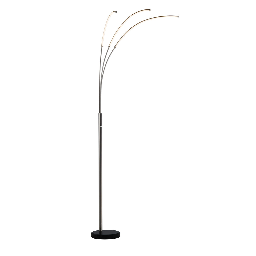 Crestview Collection 90"H Sleek Metal Floor Lamp With Elegant Black Marble Base, Integrated Led, And Minimalist Design   Cvaer2124