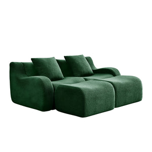 English Elm Soft Teddy Fabric Boneless Sofa with Ergonomic Curved Armrests, 32D High-Density Sponge Comfort and Anti-Slip Base Green W714S01440