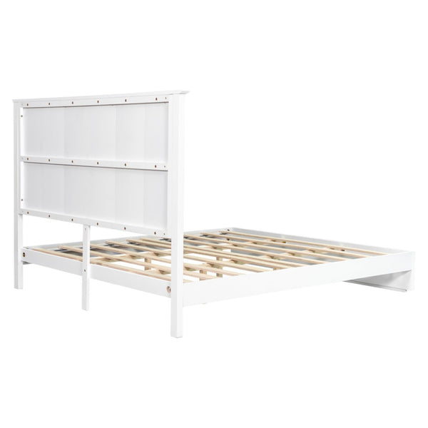 English Elm Stylish King Bed Frame Vertical Slat Headboard Low Profile Contemporary Bedroom White N770PK369234K