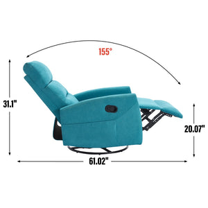English Elm Manual Rocker Recliner with 360 Swivel Fabric Upholstery for Living Room Comfort W3224P289294