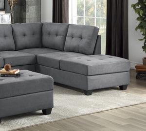 English Elm Modern Microfiber Sectional Sofa with Tufted Cushions Reversible Chaise and Built-in Cupholders Dark Gray B011S00933