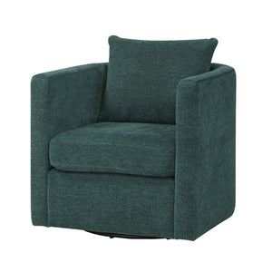 English Elm Sutton Peacock Performance Fabric Swivel Barrel Chair — Stain-Resistant, Pocket Coil Seat, Reversible Cushions B050P322586