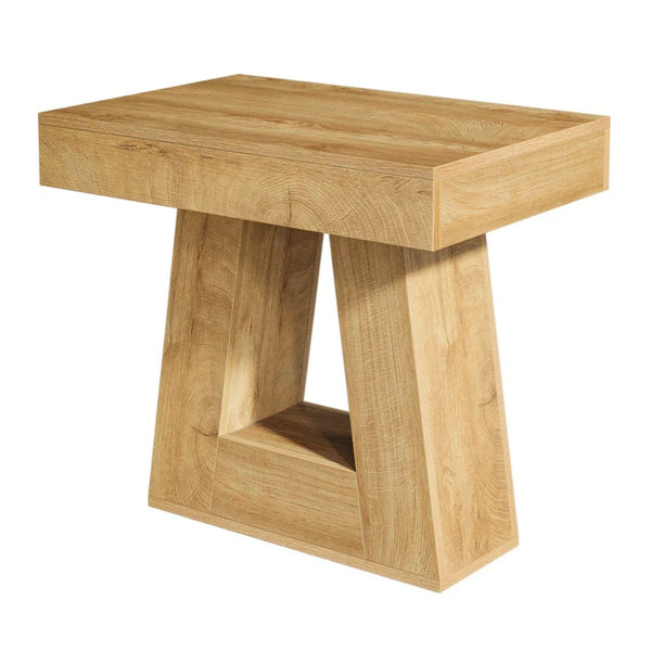 English Elm Modern Two Tier End Table Black Metal Frame Wood Grain Surface for Living Room T3971P450055