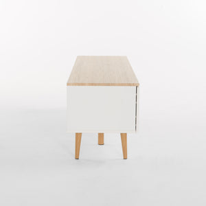 English Elm Christopher Knight Home® - TV STAND Mid-Century Modern White & Oak with Tempered Glass Shelf, Ample Storage, Stylish Design 57888.00