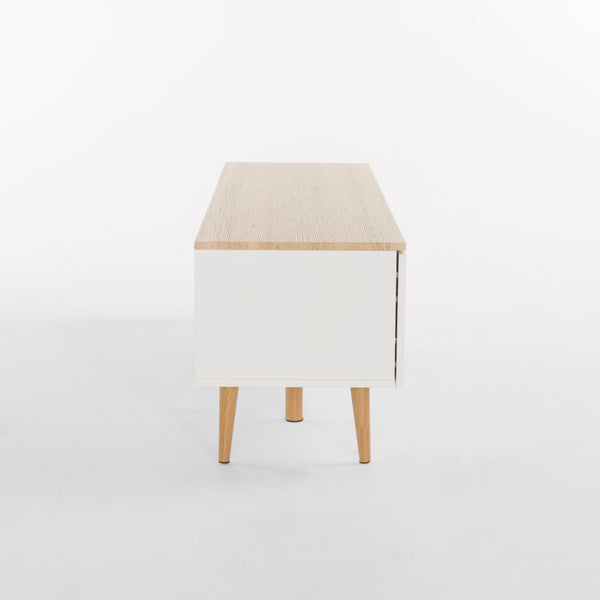 English Elm Christopher Knight Home® - TV STAND Mid-Century Modern White & Oak with Tempered Glass Shelf, Ample Storage, Stylish Design 57888.00