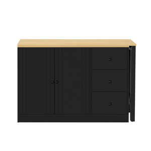 English Elm U_style Extendable Wooden Sideboard with 3 Drawers and 2 Doors for Entryway Living Room N711P334768O