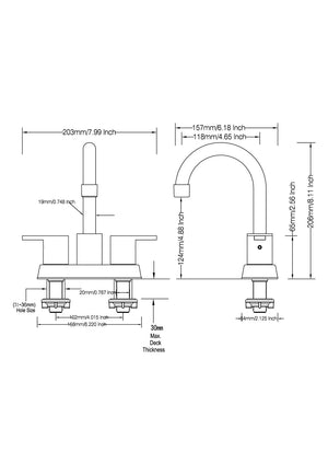 English Elm Bathroom Widespread Faucet Matte Black Dual Handle with Swivel Spout Supply Lines B2724P501315